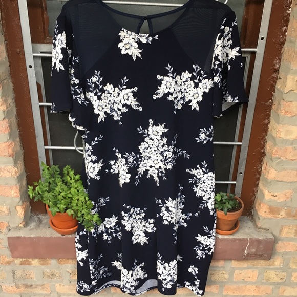 Maurices navy floral sheer shoulder sheath NWT XXL - Picture 1 of 7